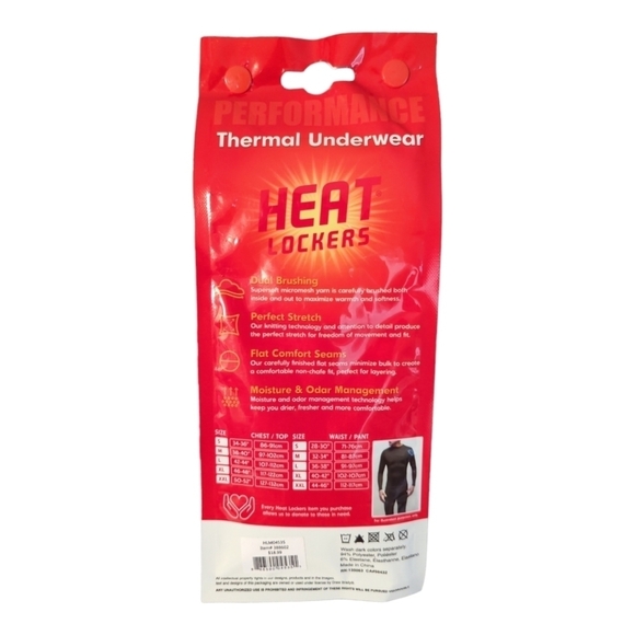 NWT Heat Lockers Men's Black Thermal Long Sleeve Crew Various Sizes - Picture 3 of 8